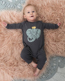 Elephant Crown Stretchy Organic Cotton Romper - Moon Jelly