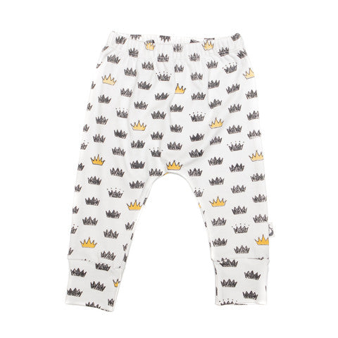 Crown Print Stretchy Organic Cotton Pant - Moon Jelly