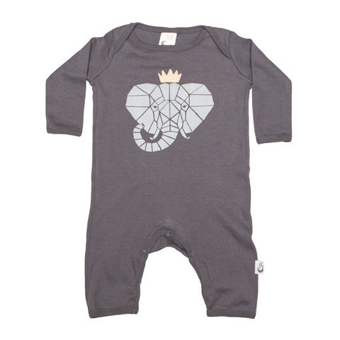 Elephant Crown Stretchy Organic Cotton Romper - Moon Jelly